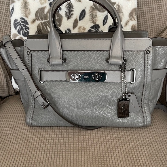 Coach Swagger Gray Leather Satchel with Gunmetal 2 hang tags  No: J1821-34408 - Picture 1 of 13